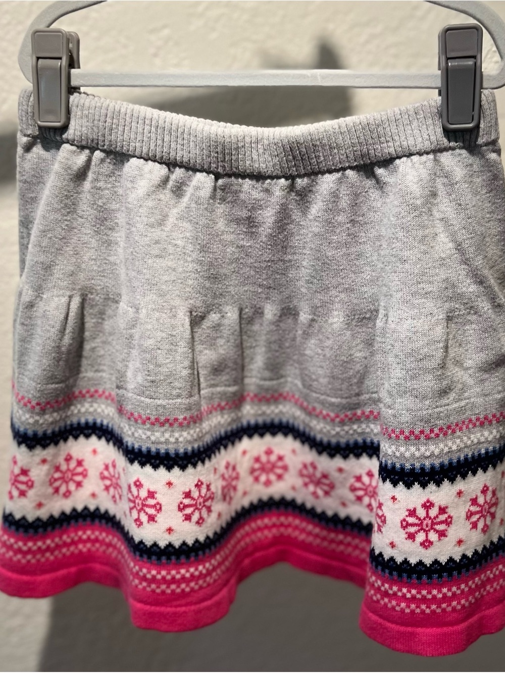 Gymboree Gray Knit Skirt with Pink & Navy Fair Isle Trim